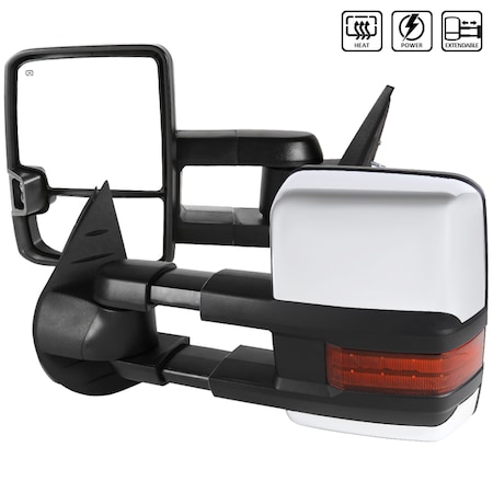 Spec-D Tuning 07-13 Chevrolet Silverado Towing Mirror Chrome Cvr Power Heated LED RMX-SIV07G2LEDHP-FS